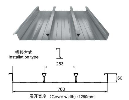 YXB60-253-760(B)-0.8镀锌压型钢板
